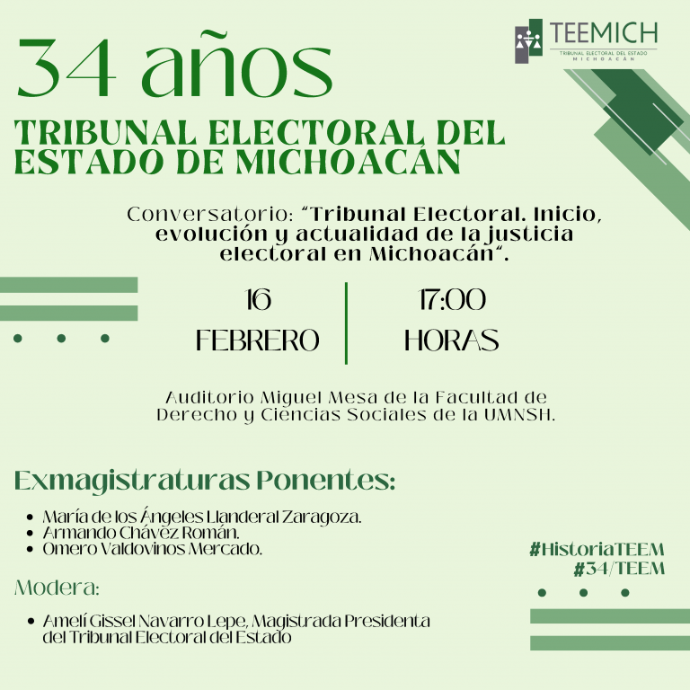 Conversatorio “Tribunal Electoral. Inicio, evolución y actualización de la justicia electoral en Michoacán”.