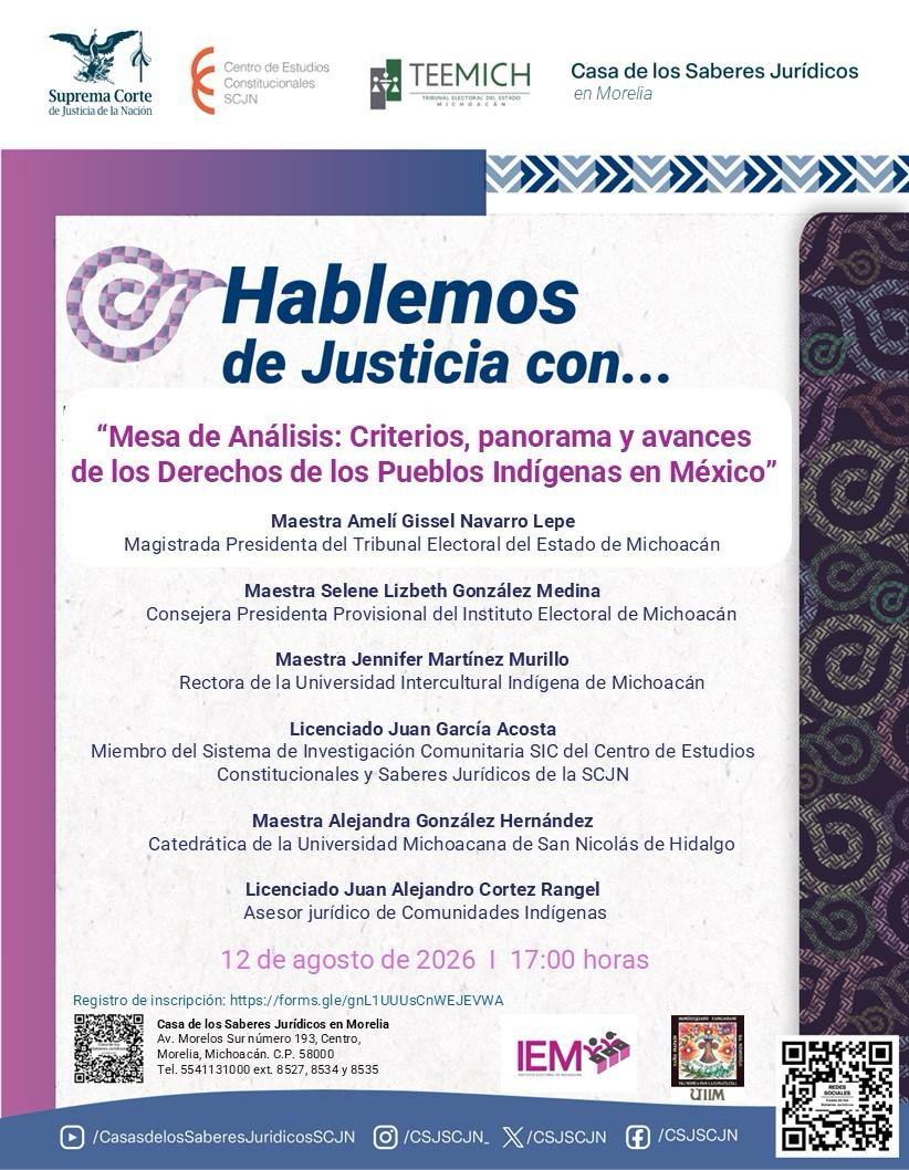 Mesa de Análisis: “Criterios, panorama y avances de los Derechos de los Pueblos Indígenas en México”